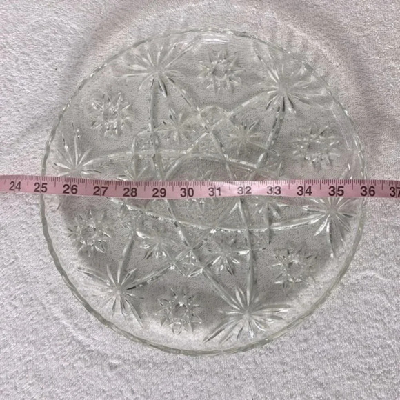 Vintage Pinwheel Cut Crystal Round Serving Tray  Plate - Picture 3 of 8